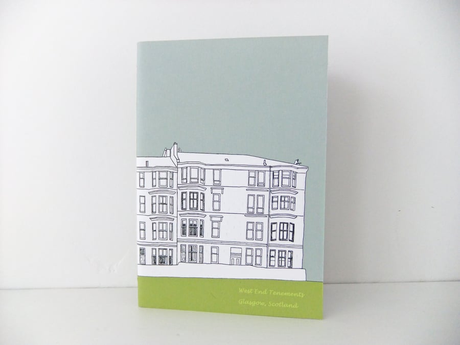 Handmade Glasgow Notebook - in grey - green 