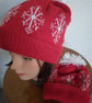 Christmas hat with snowflake motifs, Adult or child, Wool - Image 1