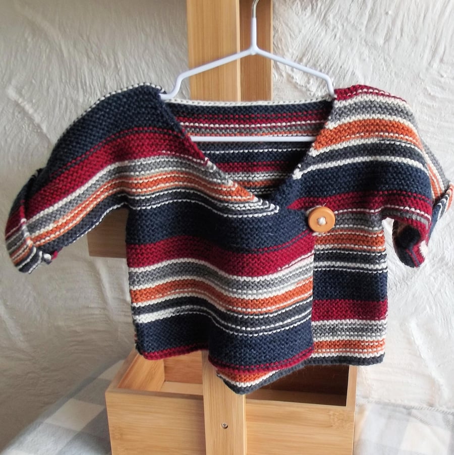 Babies Handknitted Jacket Cardigan, Navy Blue Mix, 0 to 3 monthes