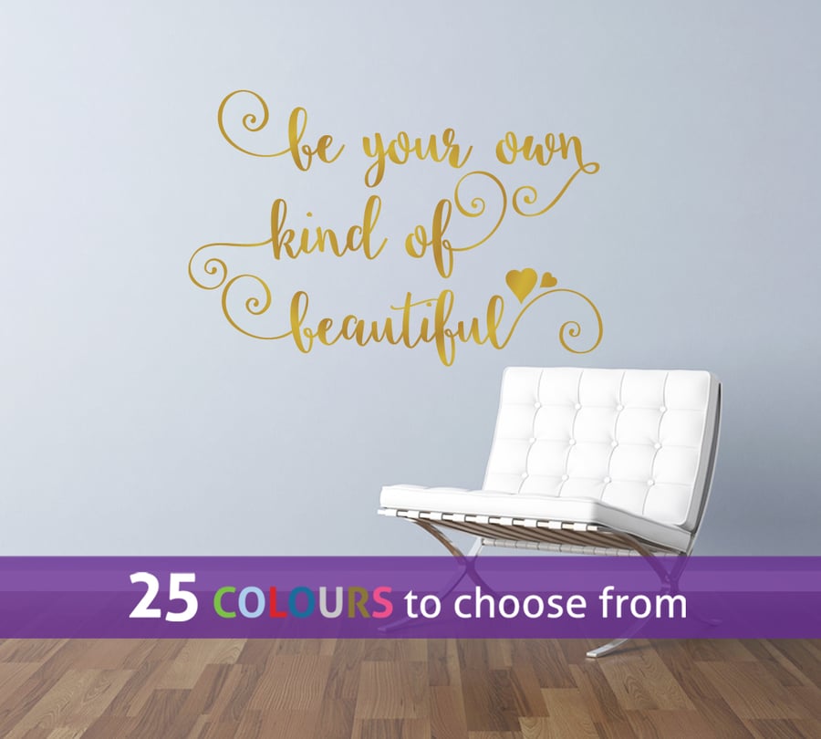 Be your OWN kind of BEAUTIFUL, GOLD matt metallic swirls wall art sticker decal