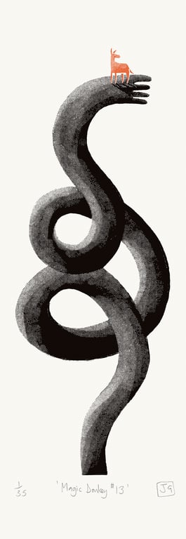 Magic Donkey No.13 two-colour screen-print (15 x 42cm)