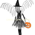 'Witch' Scribble Fairies Collection, A5 print