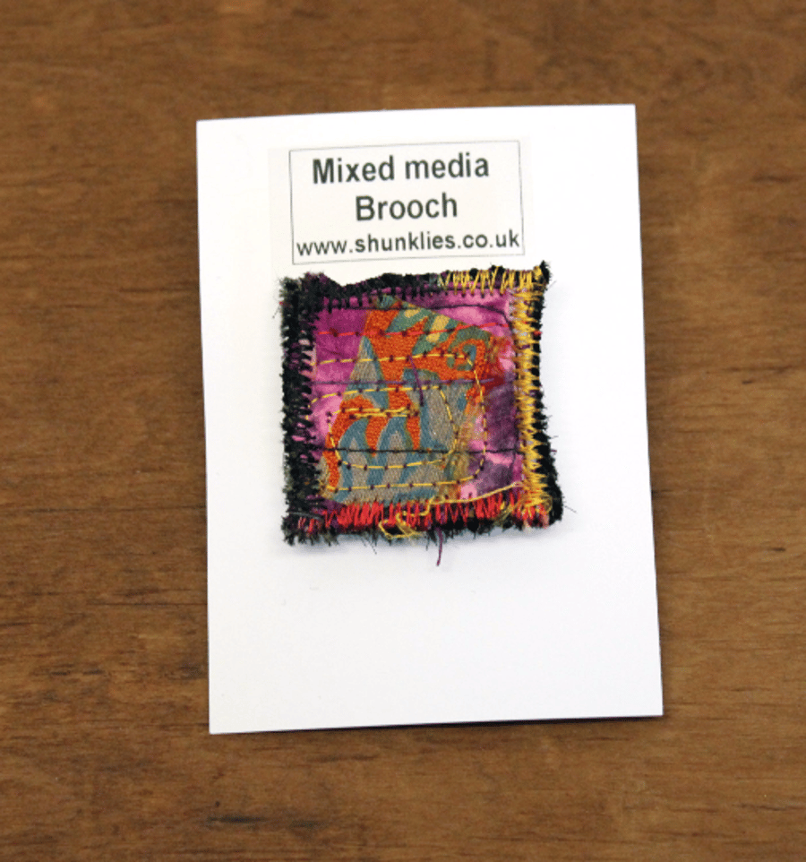 Textile Brooch Silks Embroidery Freemotion