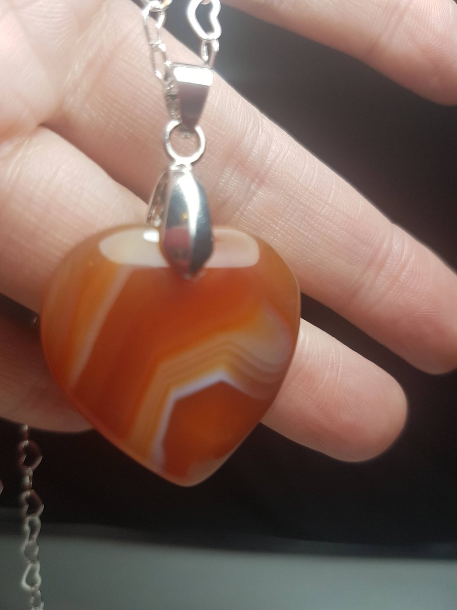 Agate gemstone necklace. Heart pendant. Valentines gift.