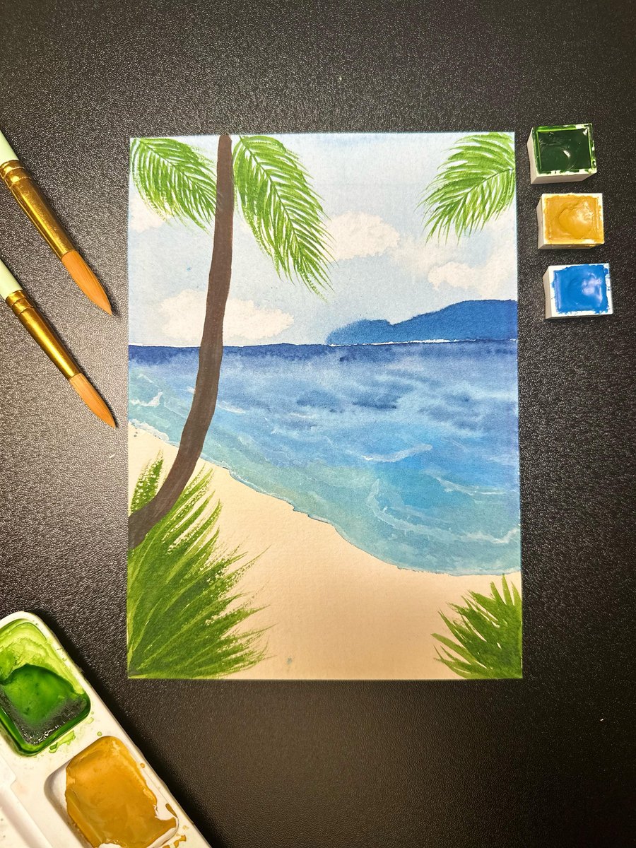 Serenity by the Seaside, Original watercolour beach