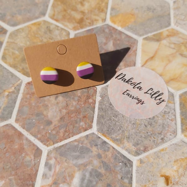 Non binary flag polymer clay earrings