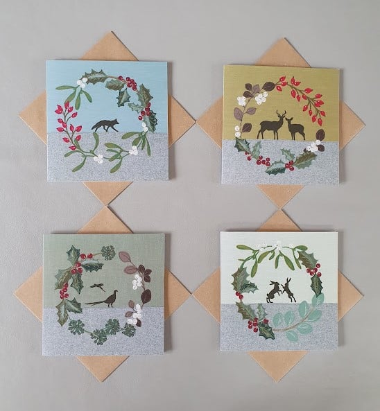 4 Christmas card bundle - Stag, Hare, Pheasant & Fox cards