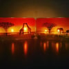 Fused Glass Giraffe or Elephant Sunset Tealight Holder, 3 tealight