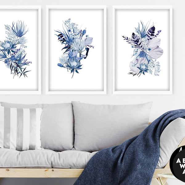 Home Decor Wall art, Wall decor living room set of 3 Tropical decor art prints, 