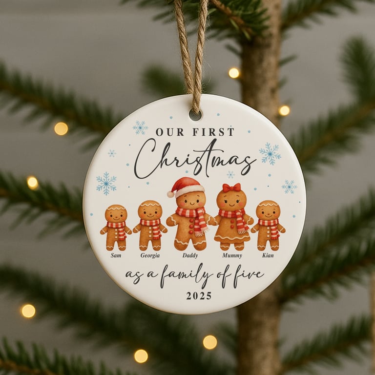 Personalised Gingerbread Family Christmas Ornament – Custom Christmas Bauble