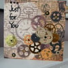 Steam Punk Orange Cogs Birthday Card
