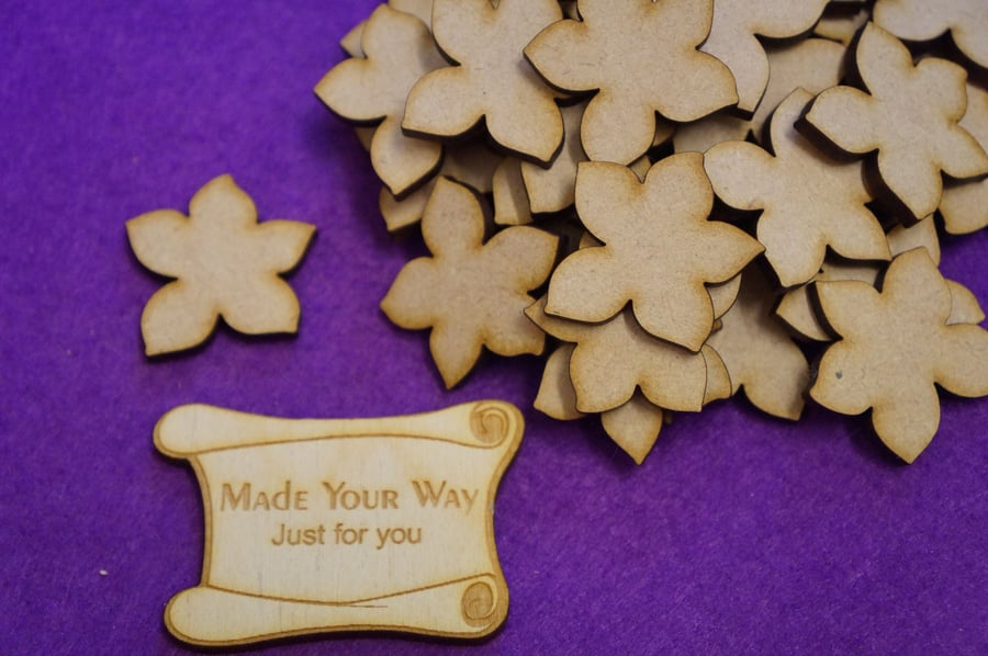 MDF Flower B 3cm - 40 x Laser cut wooden shape - Folksy
