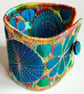 Cuff - Fabric Bracelet with Free Machine Embroidery  - Image 4