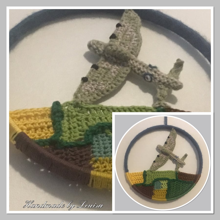 Crocheted Lancaster bomber hoop