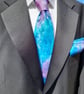 Statement Pure Silk Funky Tie Set in Blue and Pink.  Hand Dyed and Unique !