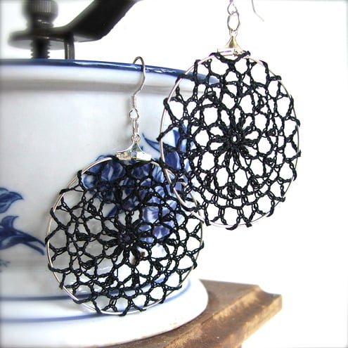 Black Doily Earrings