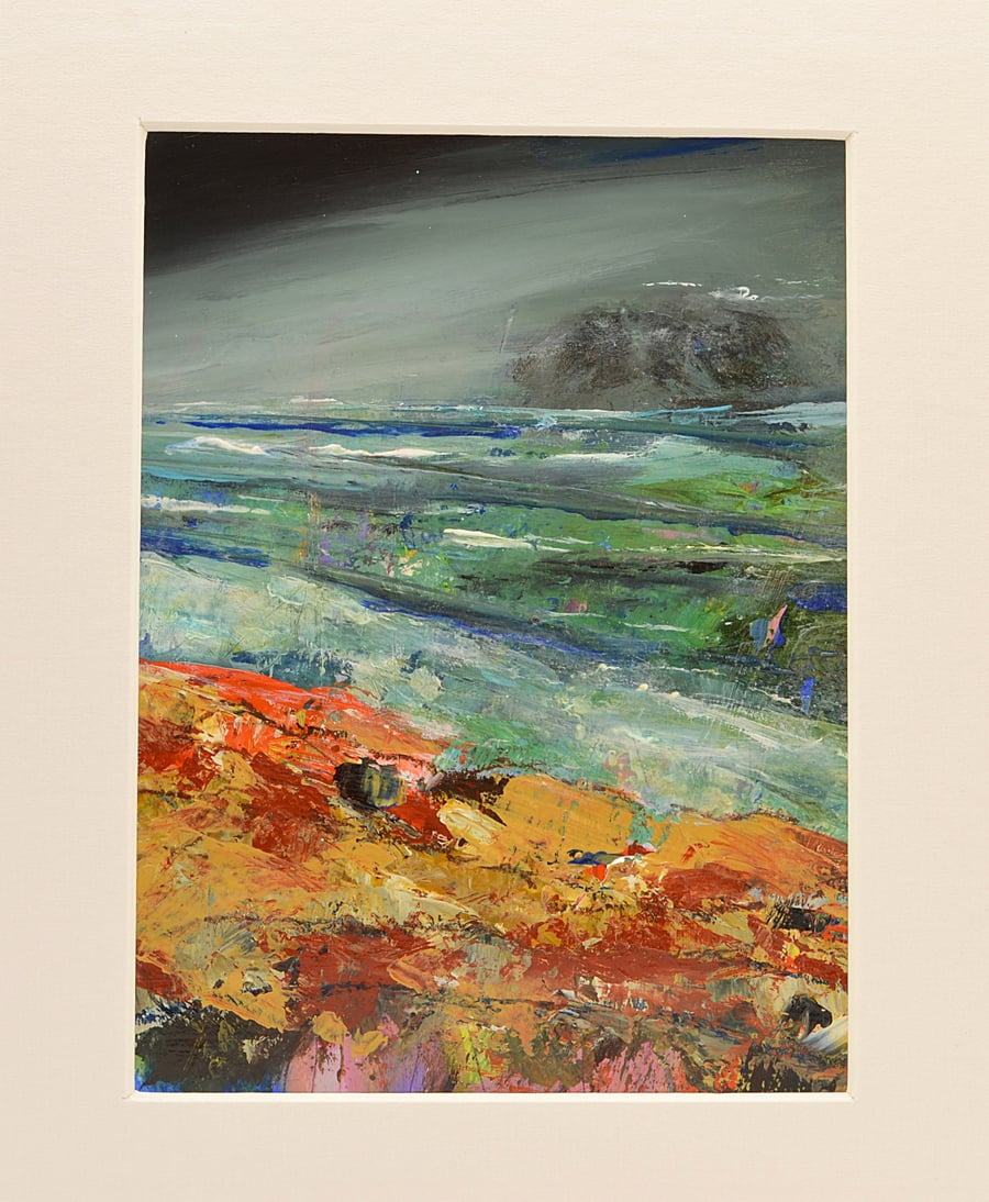 Mounted Painting of the Sea in Rough Weather.  10 x 8 inches.