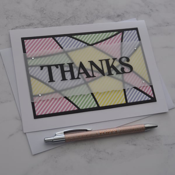 Thanks Card Thank You Card Modern Contemporary Stripes 3D Luxury Handmade Card