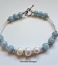 Aquamarine & Freshwater Pearl Designer Bracelet  - Image 2