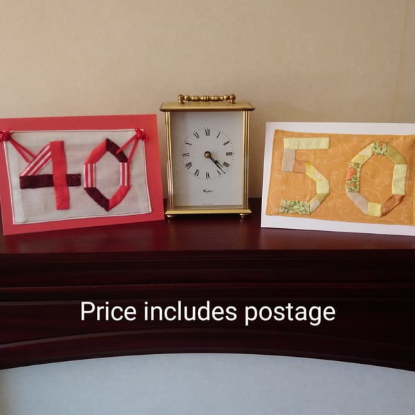 40 or 50 card, handsewn patchwork numbers. Ruby or Golden anniversary cards