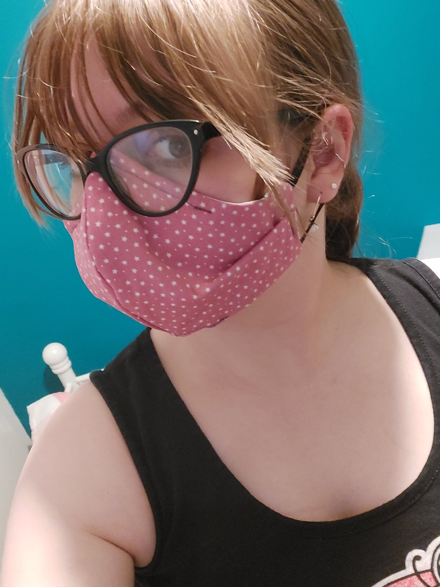 Ladys face mask pink stars 2 layers 