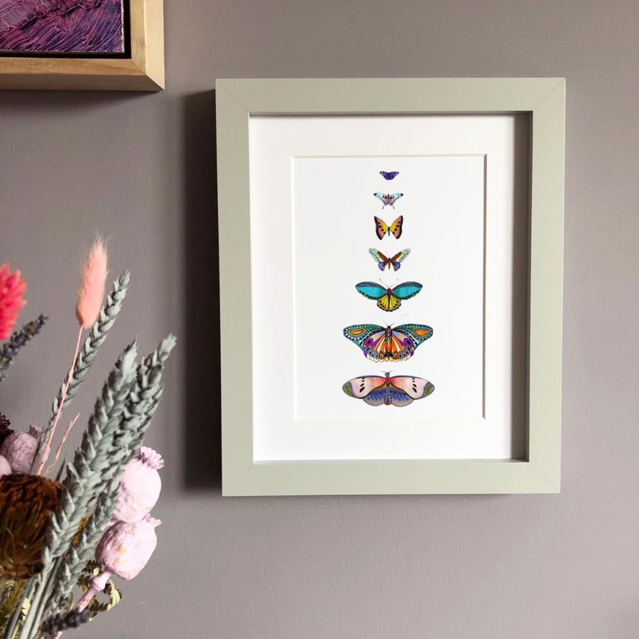 'Butterflies' 10" x 8" Framed Print