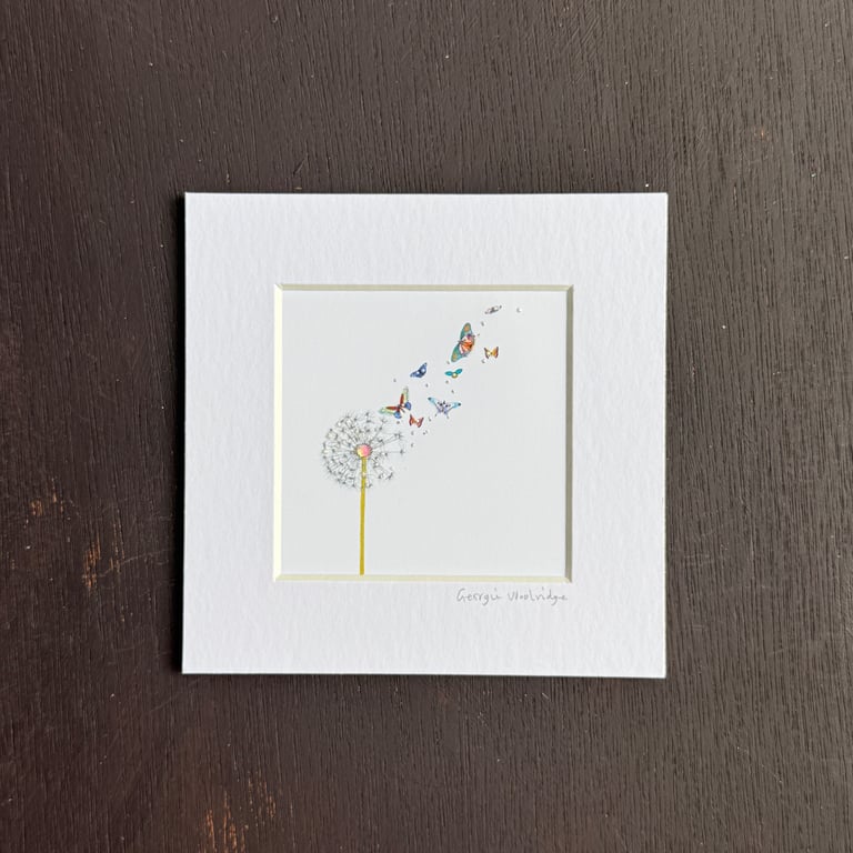 'Butterfly Wish' 5" x 5" Mounted Print