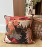 Mountain stags velvet cushion cover with linen back