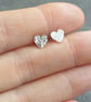 Sterling Silver Heart Stud Earrings, Small Studs - Image 2