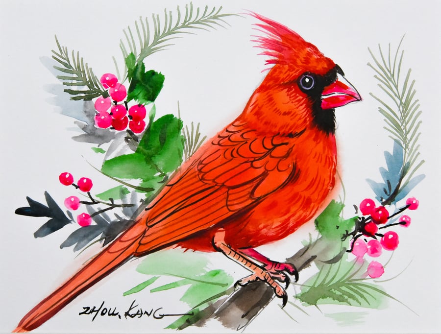 Robin Watercolour Painting on Paper and Framed No.1