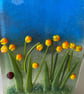 Daffodils fused glass panel in a wooden stand-daffodil flowers-birthday gift-Mot