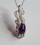 Natural Purple Amethyst & 925 Silver Necklace Pendant Gift Crystal Jewellery 