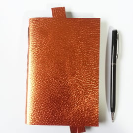 Copper Leather Journal & leather bookmark. Rose Gold. Gift Set. Free UK Shipping