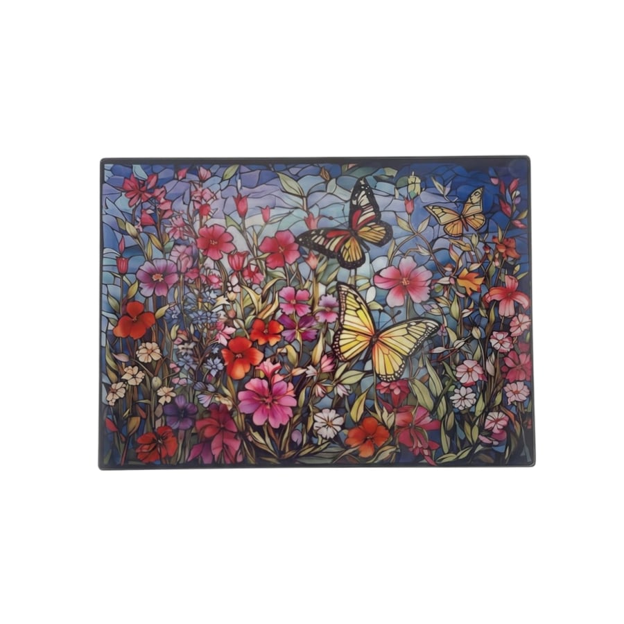 Floral Wildflower Glass Chopping Board