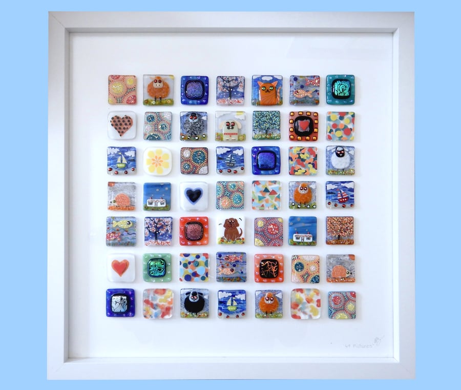 Handmade Fused Glass '49' Picture.