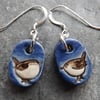 Wren ceramic and sterling silver drop earrings in blue