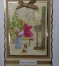Handmade Christmas Card Vintage Music Piano Violin Carol Singing Puppy - Image 1