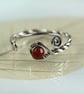 Garnet Twist Ring - Viking Style Rustic Jewellery. Silver with Deep Red Gem - Image 7