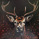 Highland Stag Painting - Original Acrylic Wildlife Art with Copper Highlights