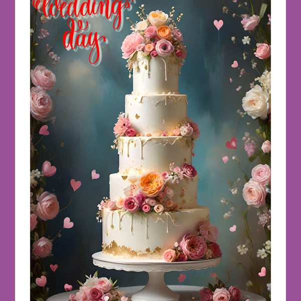 Wedding Day Cake Card A5