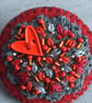 Hand Embroidered Circle Heart Brooch - Image 2