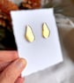 Gold Organic Acrylic Tear Drop Statement Stud Earrings