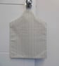 Peg bag in striped canvas fabric with dark green lining and red trim. - Image 3