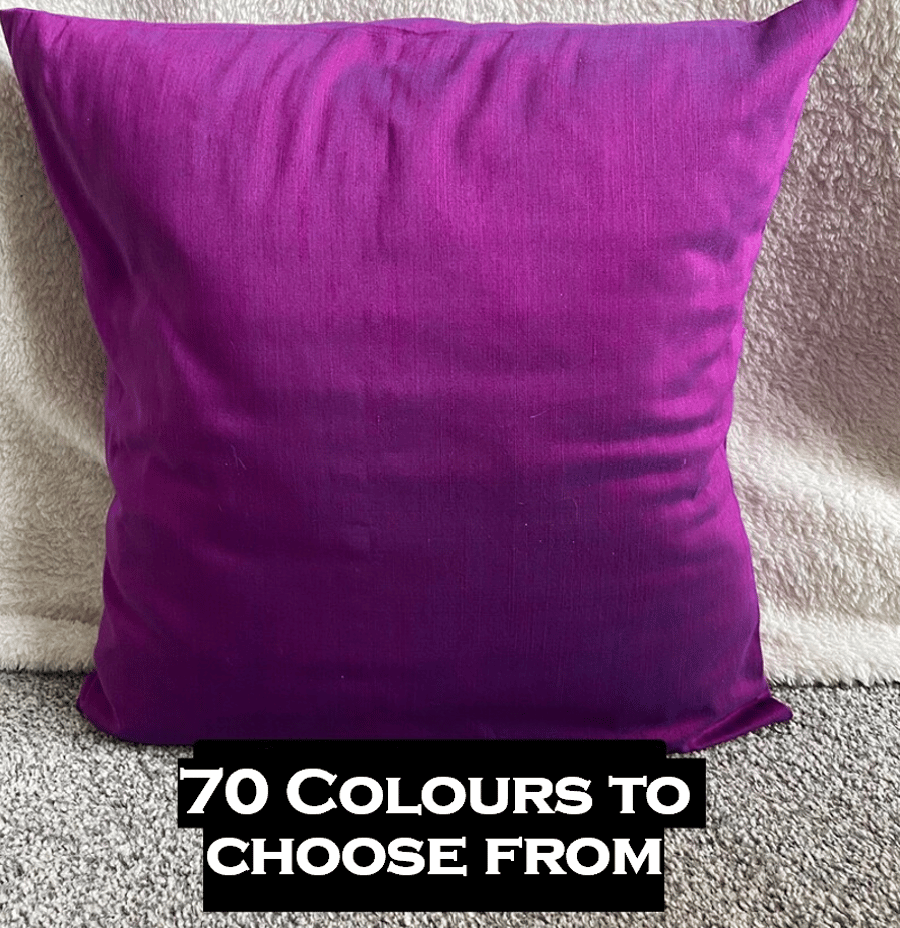 Handmade Raw Silk and Cotton Cushion Cover Handloomed in India Envelope Style