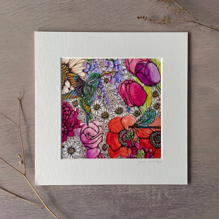 'Exotic' 8" x 8" Mounted Print