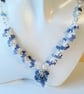 Genuine Tanzanite and Shell Pearl Hand Beaded Tassel Necklace 18 - 19 Inch