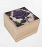 Purple Rose: Decorated Wooden Ring Trinket Box 7cm & Hanging Heart - Image 3