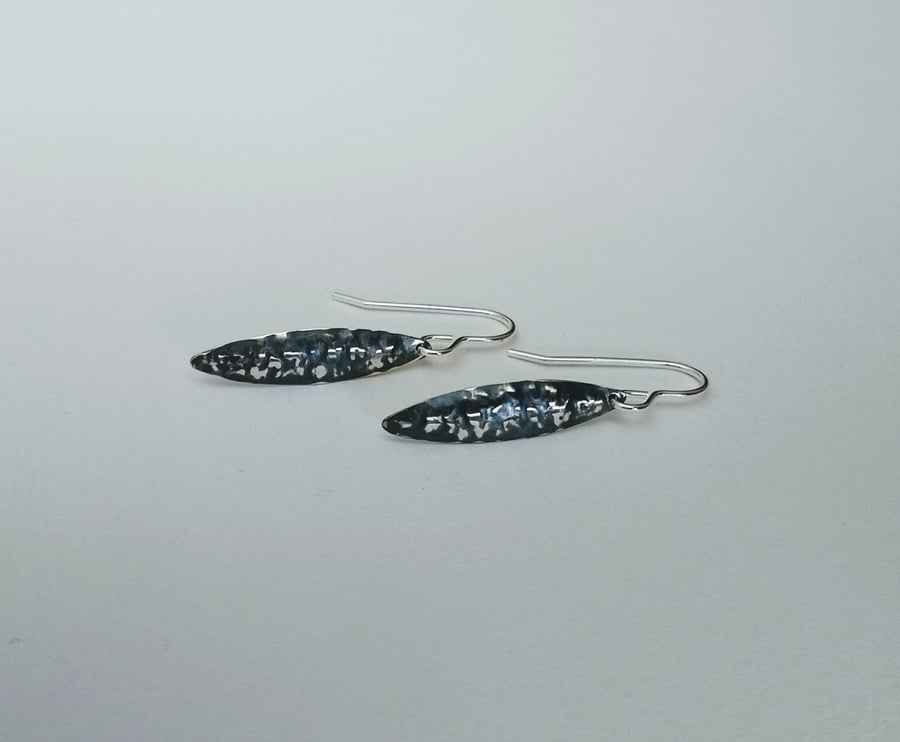 Sterling Silver Blackwave Short Earrings, Oxidised