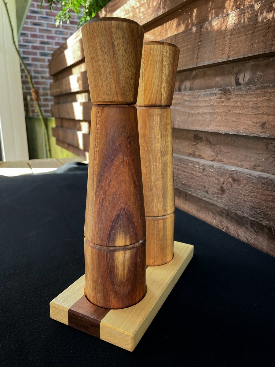 Salt & Pepper Tray – Tulipwood & Walnut Spice Holder – No.03