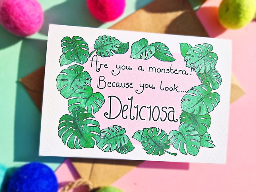 Funny Valentines Card, Anniversary Card, Are You A Monstera?